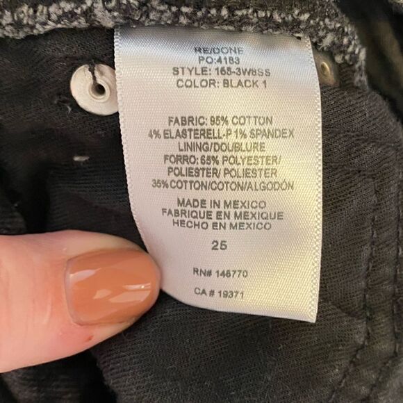 RE/DONE 80s Slim Straight-Leg Jeans Black Women’s Size 25 - Picture 7 of 7